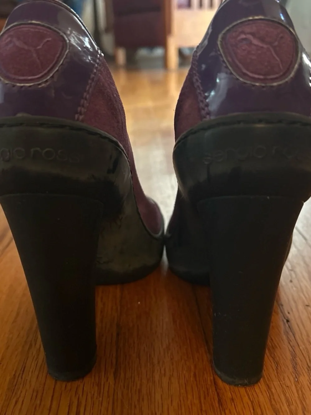 Puma Purple Patent & Suede Block Heel Pump